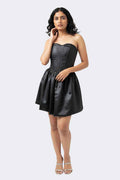 Black Satin Corset Mini Dress