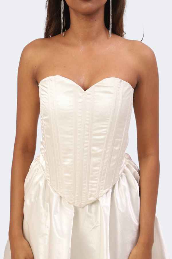 Ivory Corset Fit & Flare Dress