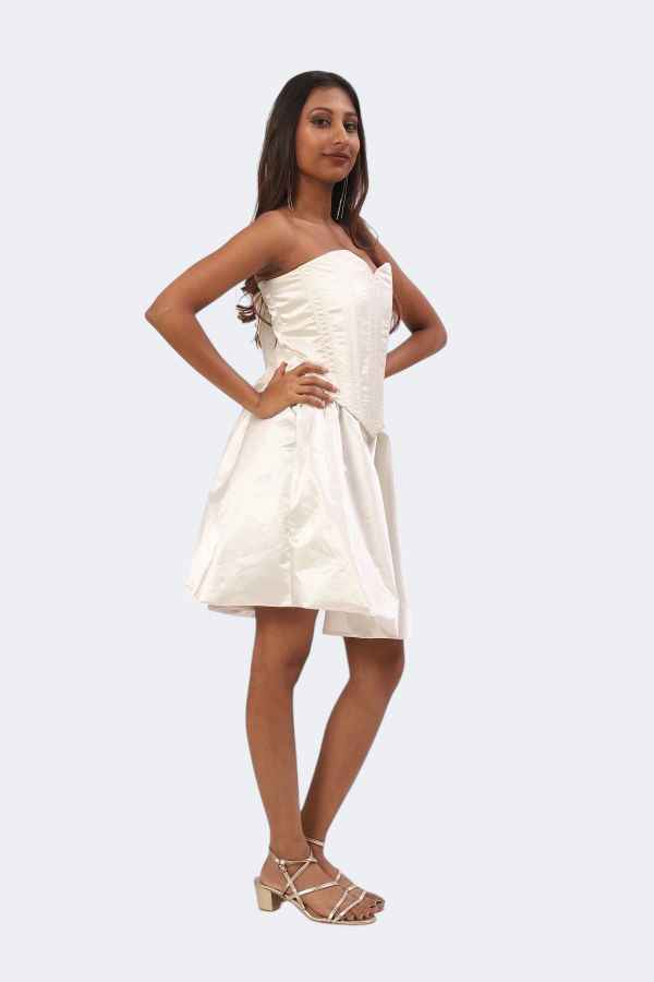Ivory Corset Fit & Flare Dress