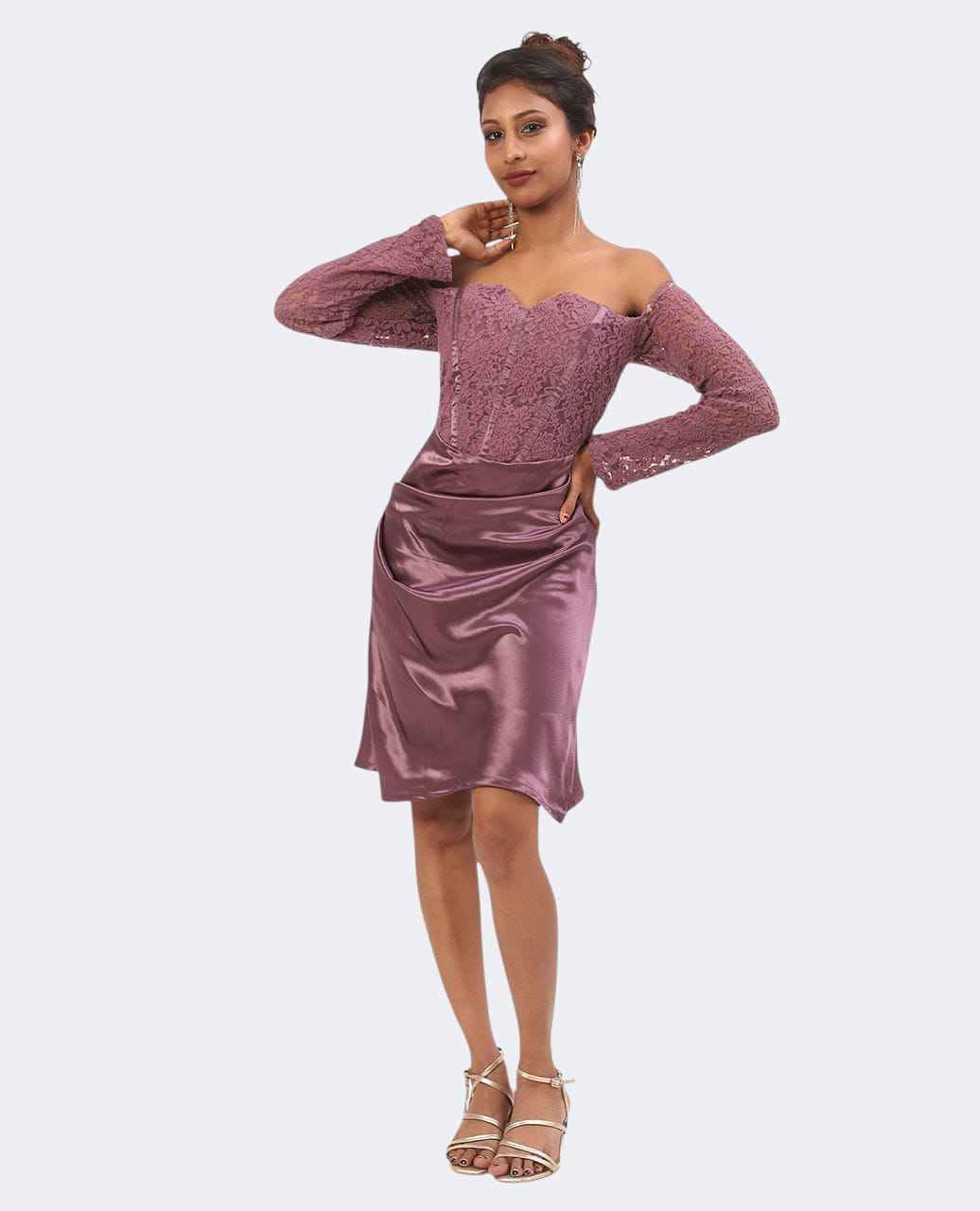 Mauve (purple) Corset Lace & Satin