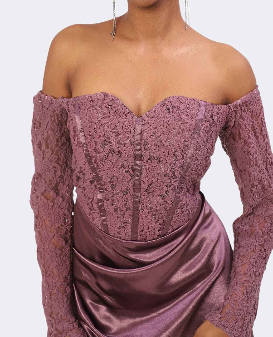 Mauve (purple) Corset Lace & Satin