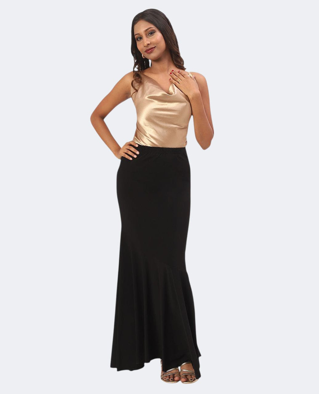 Cowl Neck Top Champagne Color