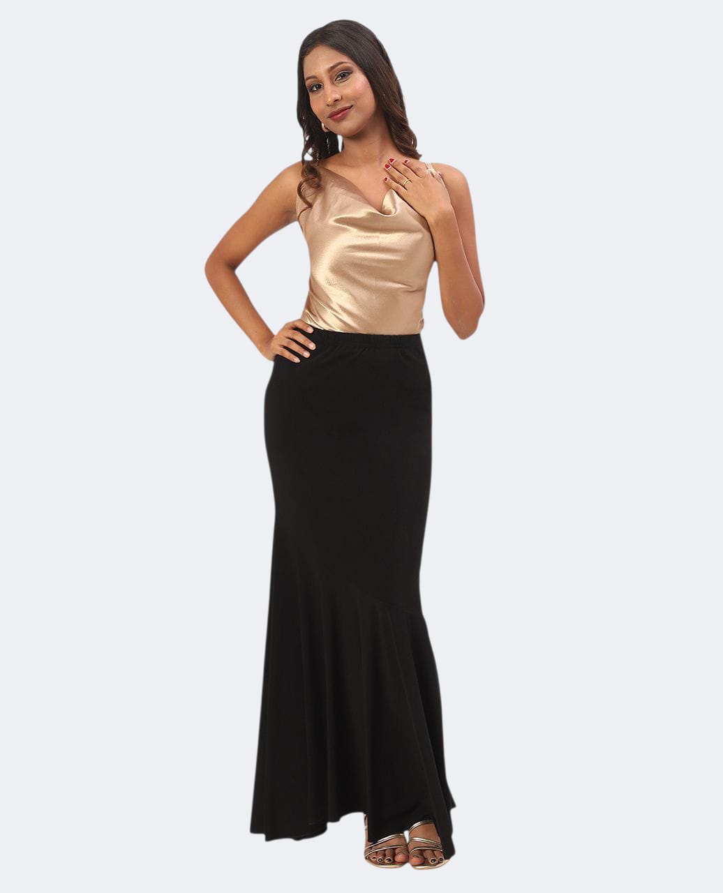 Cowl Neck Top Champagne Color