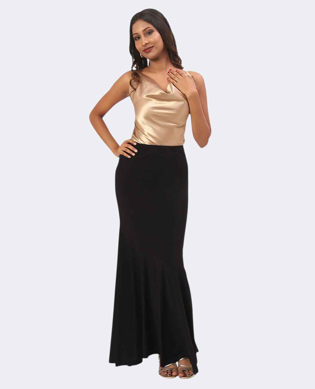 Cowl Neck Top Champagne Color