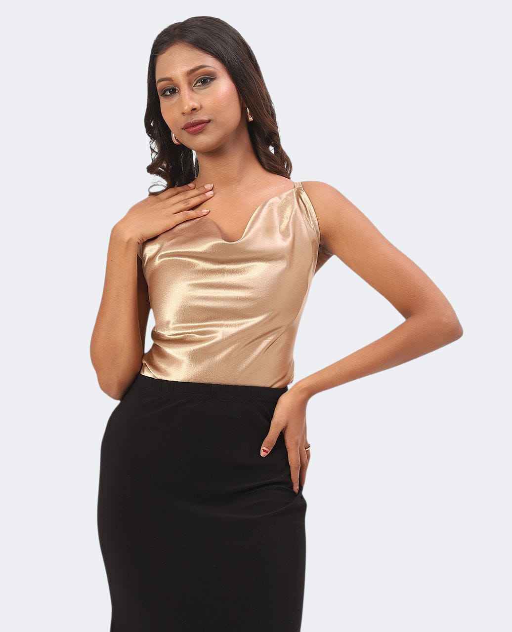 Cowl Neck Top Champagne Color