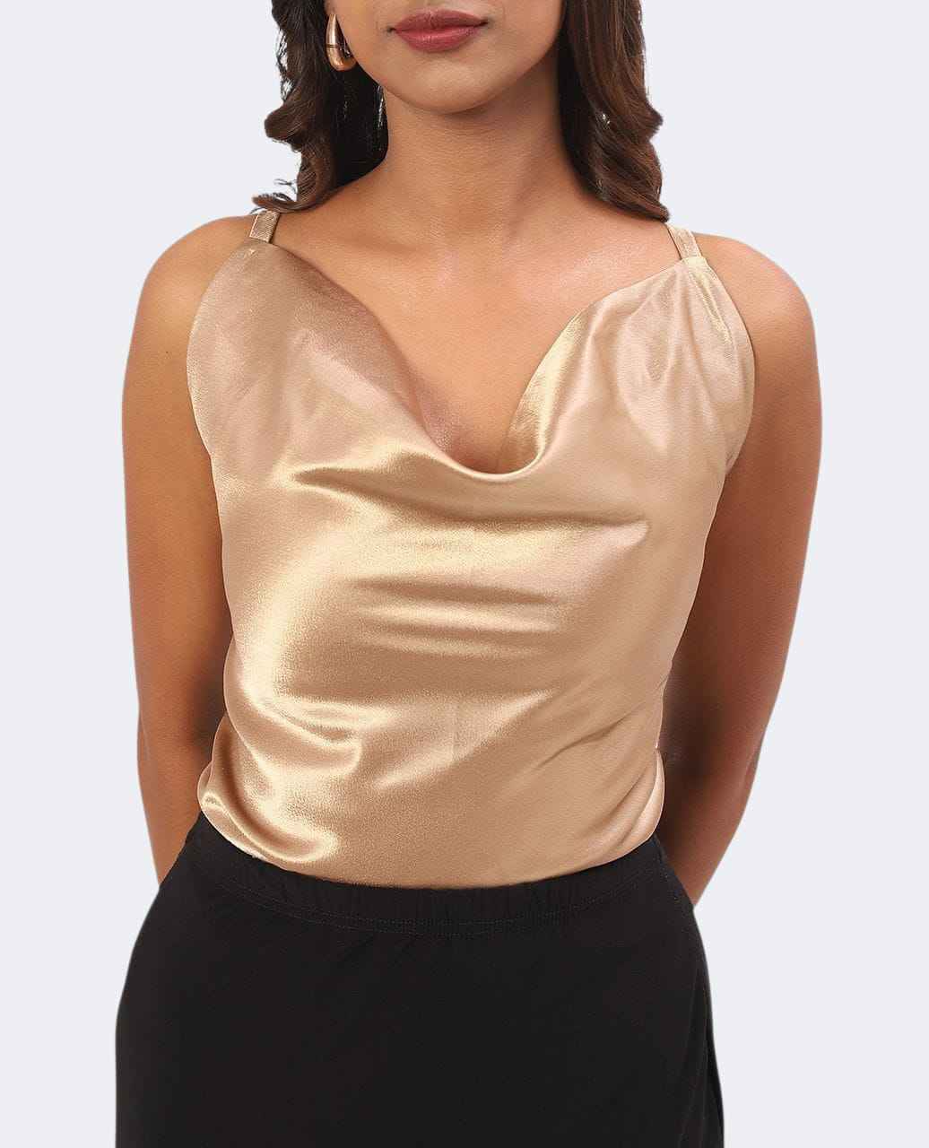 Cowl Neck Top Champagne Color