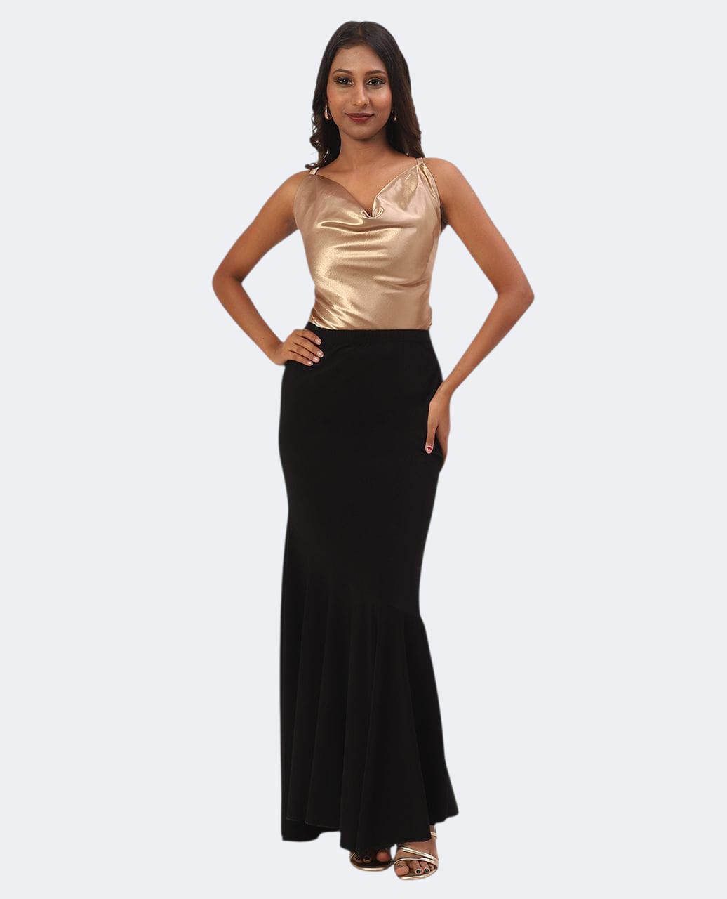 Cowl Neck Top Champagne Color