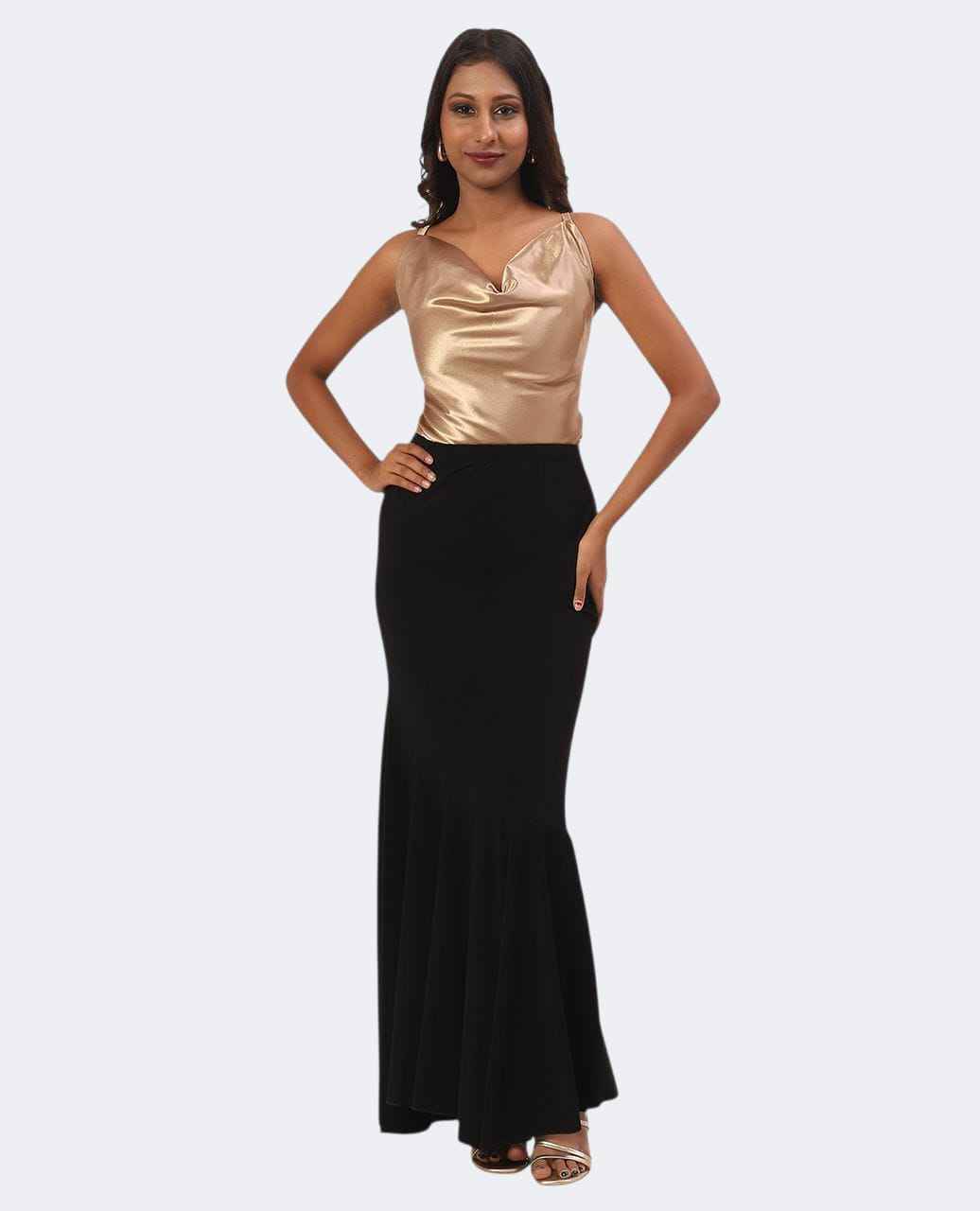 Cowl Neck Top Champagne Color