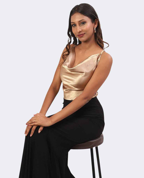 Cowl Neck Top Champagne Color