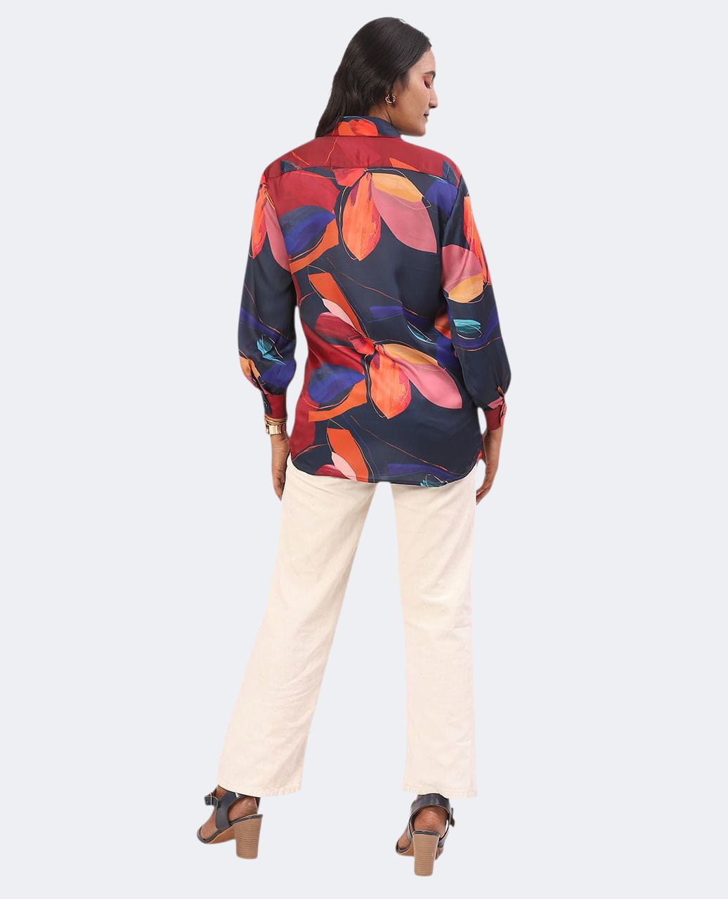 Vibrant Multicolor Flowy Satin Shirt Oversized