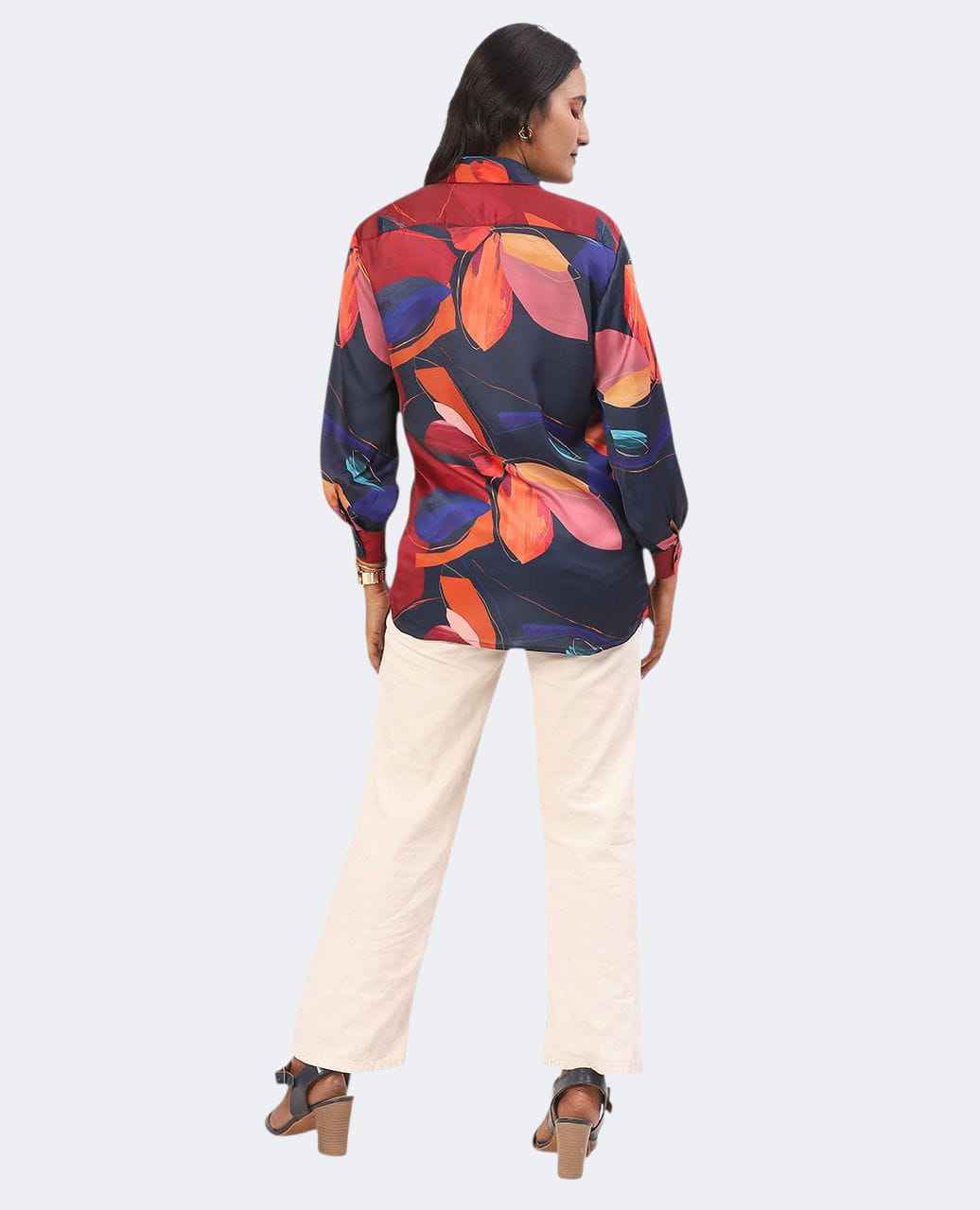 Vibrant Multicolor Flowy Satin Shirt Oversized