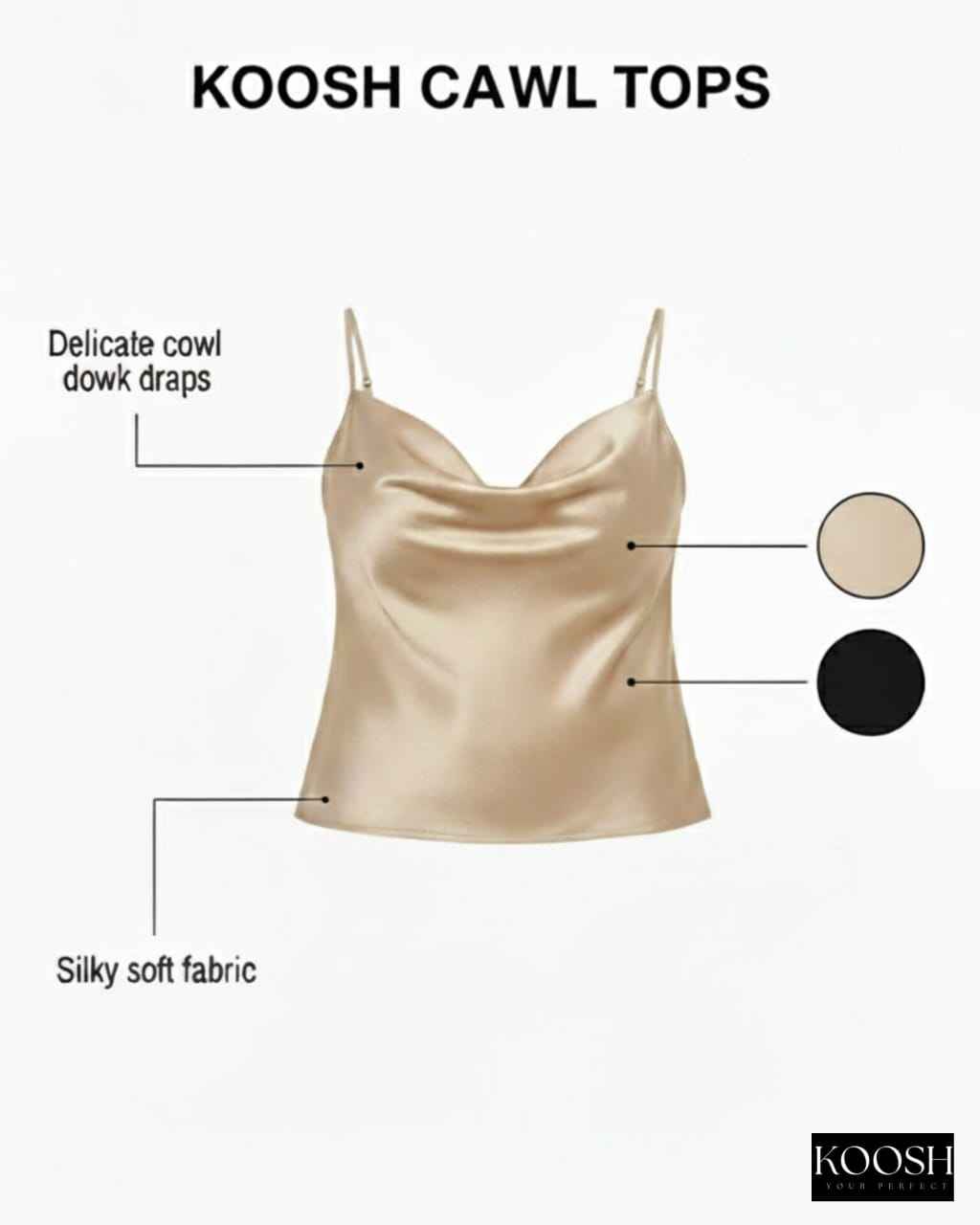 Cowl Neck Top Champagne Color
