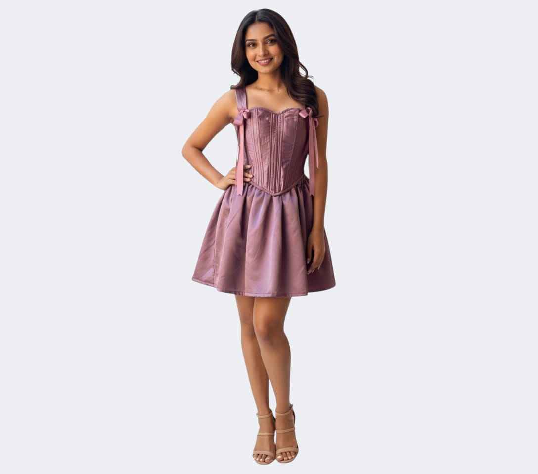Lavender Satin Corset Mini Dress