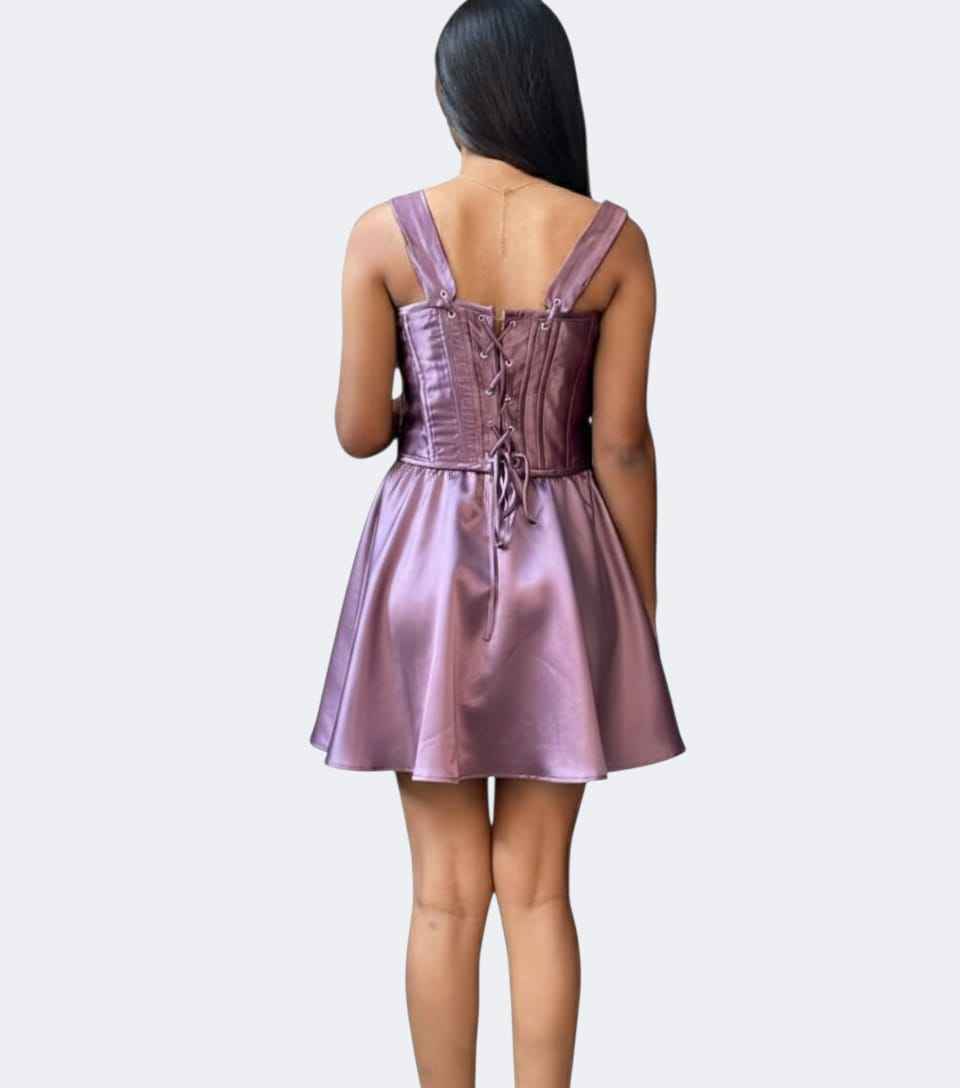 Lavender Satin Corset Mini Dress