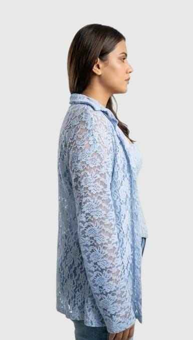 The Ice Blue Lace Corset Set along with sheer lace overshirt